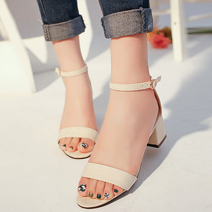 Sexy one word buckle female sandals Roman shoes