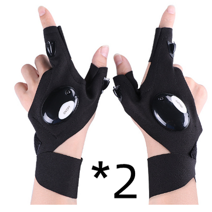 LED Outdoor Flashlight Fishing Half Finger Gloves Sports Lighting Fishing Gloves Lighted Gloves