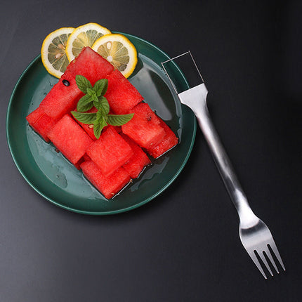 2 In 1 Watermelon Fork Slicer Multi-purpose Stainless Steel Watermelon Slicer