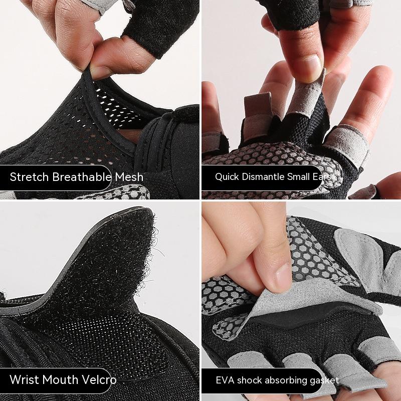 Weightlifting Half-Finger Gloves Breathable Non-slip polyester