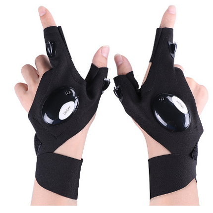 LED Outdoor Flashlight Fishing Half Finger Gloves Sports Lighting Fishing Gloves Lighted Gloves