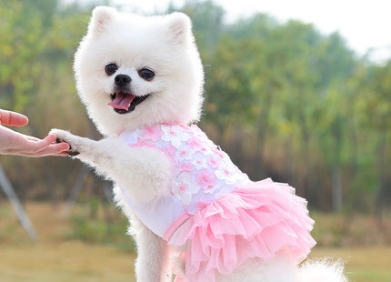 Pet Dog Skirt Pet Supplies Peach Blossom Skirt Cotton