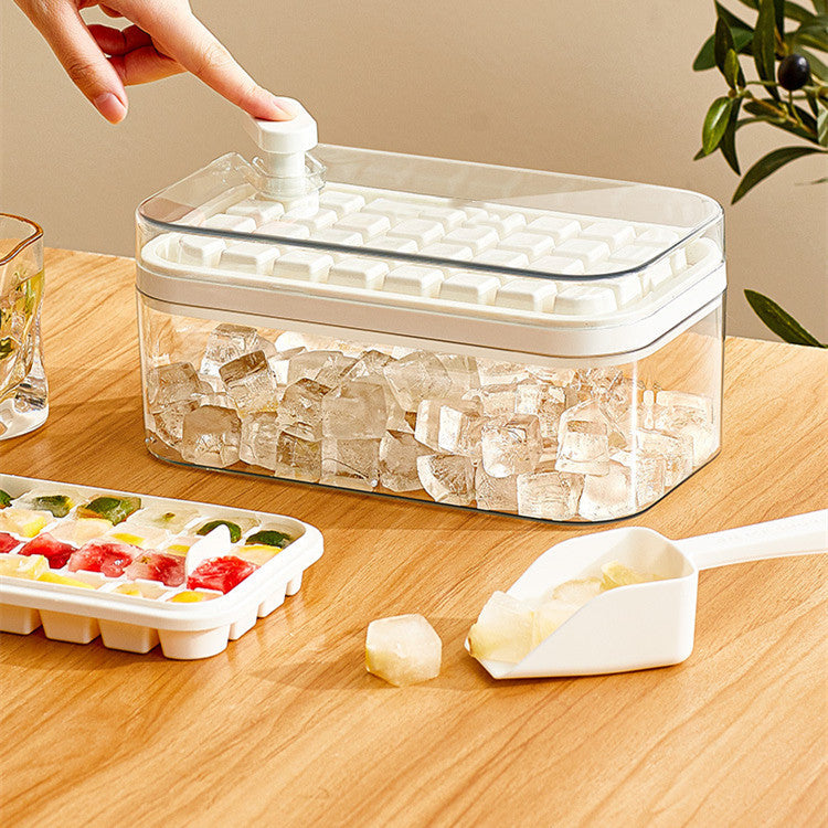 One-button Press Type - Ice Cube Maker Ice Tray Mold With Storage Box With Lid