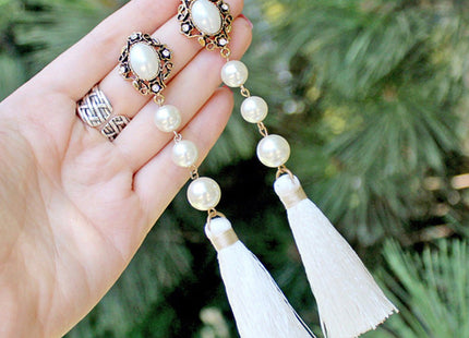 Fashion Pearls European And American Tassel Earrings