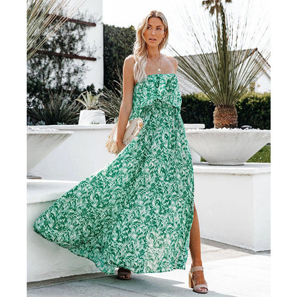 Women's Floral Ruffle Wrap Long Dress