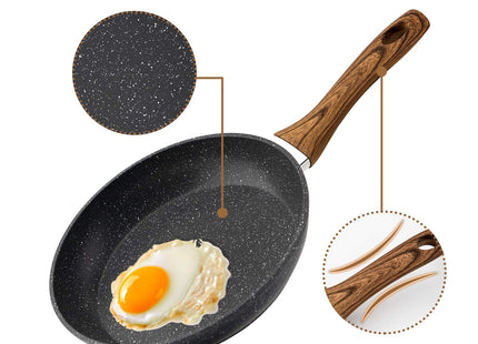 Egg Frying Pan Non Stick 20cm 8 Inch, Induction Wok For Steak Bacon Hot-Dog Burgers, Forged Aluminum Woks Nonstick Anti-Scratch Coating Anti-scalding Handle Design  Bann