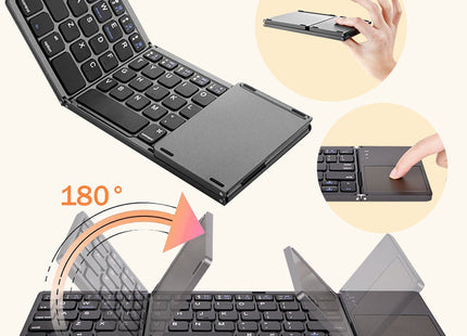 Folding Mini Keyboard Tablet Phone Computer Wireless Foldable Bluetooth Keyboard Multi-Function Button