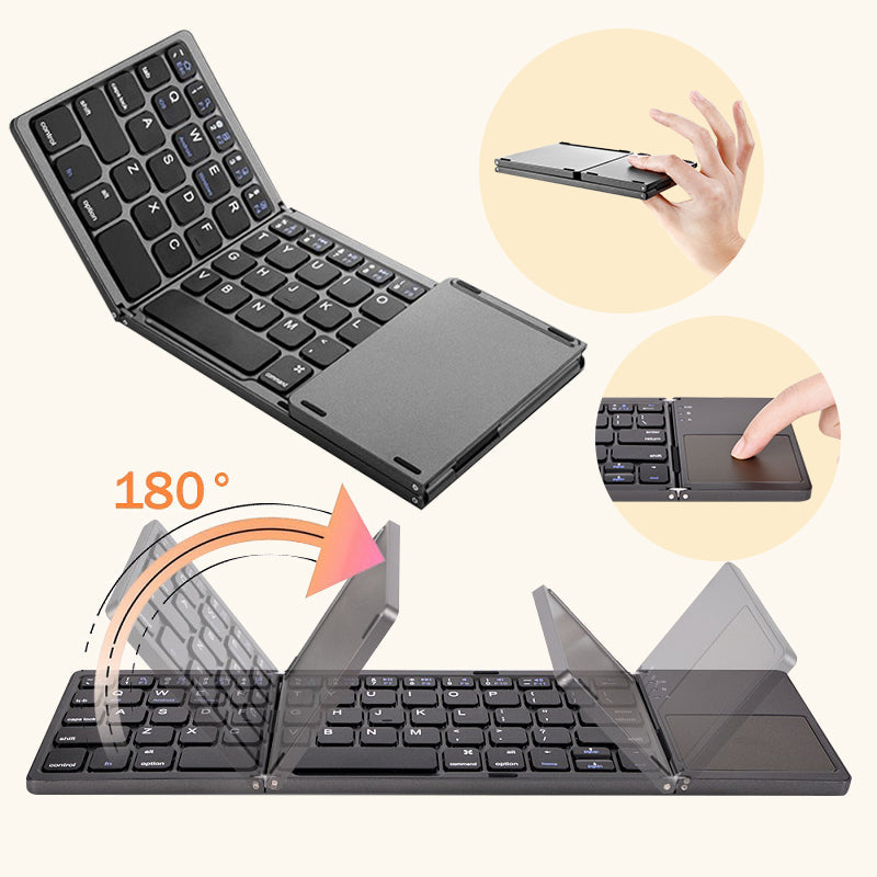Teclado Mini Plegable Inalámbrico Bluetooth para Tablet, Teléfono, Computadora con Botón Multifunción