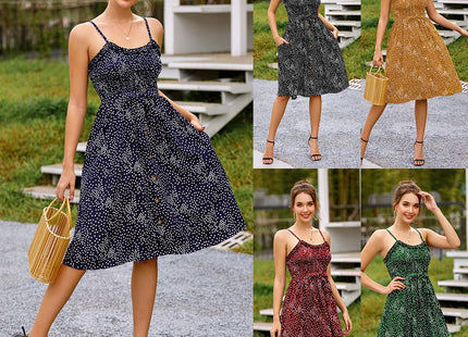 Women's Polka Dot Print Wrap Halter Dress