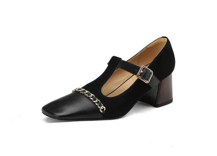 Retro Shallow Mouth Thick Single Shoes Female