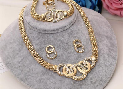 Women Cate Gold Bridal Jewelry Sets Rhinestone Pendan