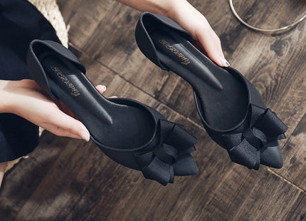 Female Pointed Thick Heel Non-slip Color Matching Jelly Shoes