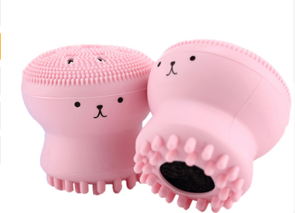 Cartoon octopus silicone wash brush foaming cleansing brush Manual facial massage brush cleansing brush brush bubbler
