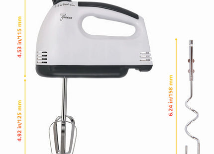 Hand Mixer Electric, Stainless Steel Electric Whisk With Dough Hooks For Baking, 7 Speeds, 260W, Turbo Boost & Easy Eject Button