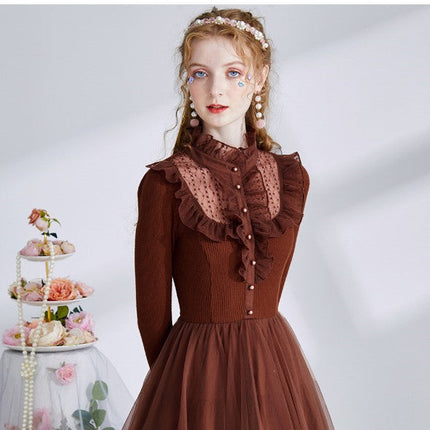 Elegant Long Sleeve Court Dress