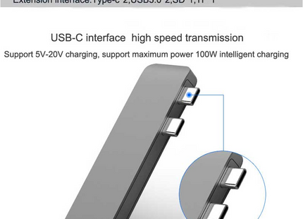 Compatible with Apple , USB Type C Hub to TF SD Card Reader Hub 3.0 Adapter with PD Power USB C Hub Dock