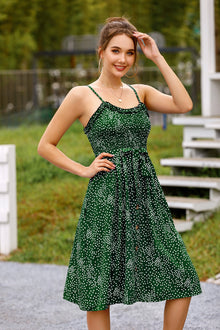 Women's Polka Dot Print Wrap Halter Dress