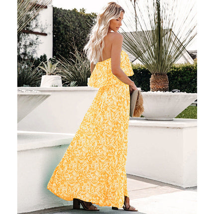 Women's Floral Ruffle Wrap Long Dress