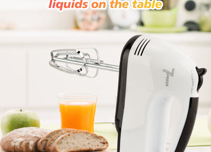 Hand Mixer Electric, Stainless Steel Electric Whisk With Dough Hooks For Baking, 7 Speeds, 260W, Turbo Boost & Easy Eject Button