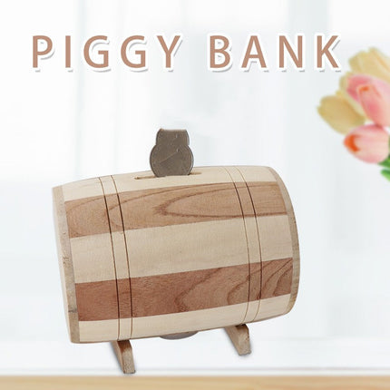 Solid Wood Cylinder Piggy Bank