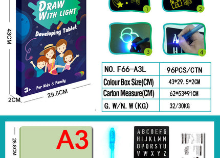 Educational Toy Drawing Pad 3D Magic 8 Light Effects Puzzle Board Sketchpad