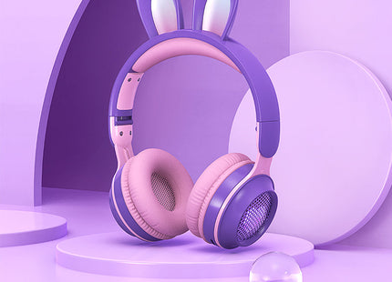 Rabbit Ear Headphones Wireless Luminous Extendable Wheat Headphones