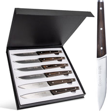 6Pcs Steak Knife Set Serrated Stainless Steel Utility with Wooden Handle