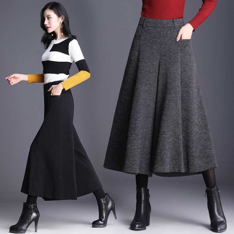 Autumn And Winter New Woolen Trousers Cropped Trousers