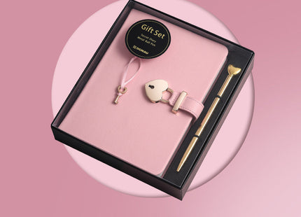 Fashion Creative Heart-shaped Sheepskin Lock Journal