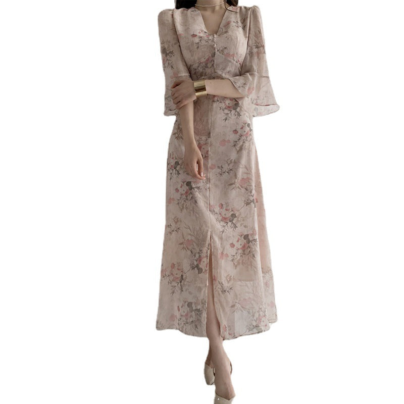 Elegant Waist Slimming Long Dress