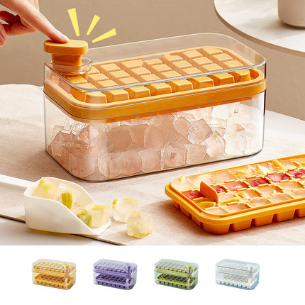 One-button Press Type - Ice Cube Maker Ice Tray Mold With Storage Box With Lid
