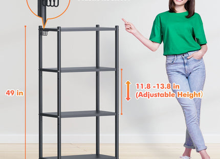 Ambitelligence Kitchen Bakers Rack, Heavy Duty Bakers Rack 4-Tier Free Standing Kitchen Storage Shelf Rack Hight Adjustable With Wheels & Feet, Industrial Metal Microwave Oven Stand Black