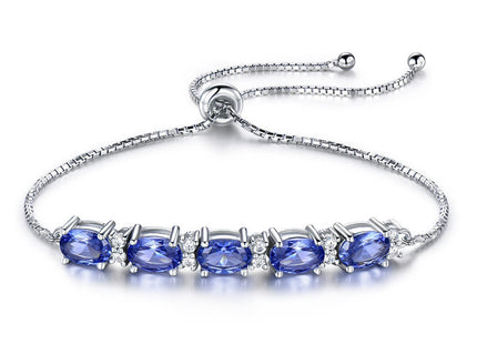 Bracelets For Women Gemstone Blue Topaz Adjustable Chain Link Bracelet Christmas Jewelry