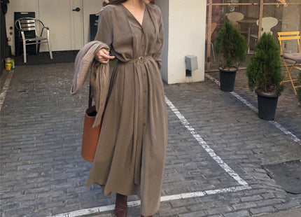 Elegant Lace-up Long Dress