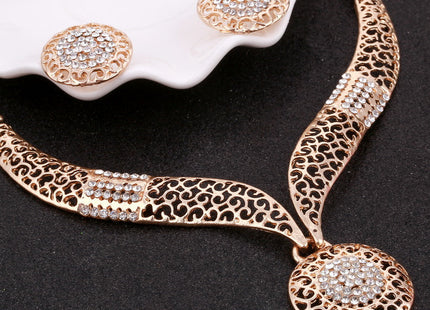 Women Cate Gold Bridal Jewelry Sets Rhinestone Pendan