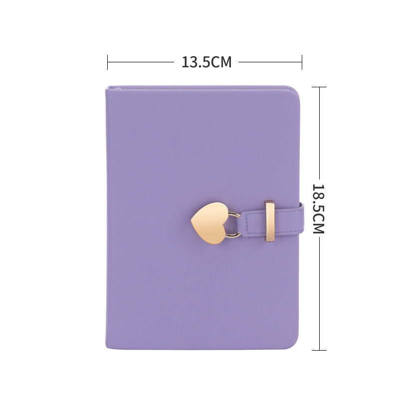 Fashion Creative Heart-shaped Sheepskin Lock Journal