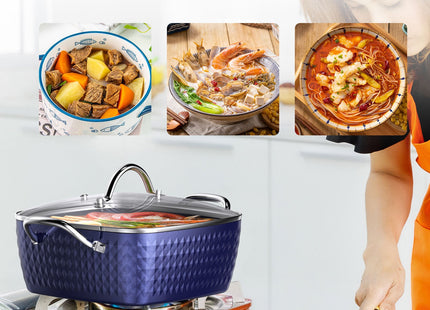 Casserole Dish, Square Induction Saucepan With Lid, 24cm 4L Stock Pots Non Stick Saucepan, Aluminum Ceramic Coating Cooking Pot - PFOA Free, Suitable For All Hobs Types Amazon Banned