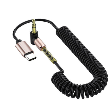 Elbow Spring Telescopic Type-c Audio Adapter Cable
