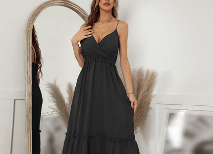 Solid Color Elegant Suspender Dress