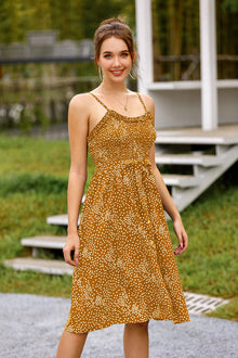 Women's Polka Dot Print Wrap Halter Dress