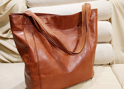 Retro Large Capacity Shoulder Bag With Big Pocket Oil Wax Leather Totes Fashion Daily Shopping Handbags