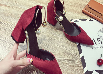High Heeled Shoes Female New Ins Xianwang Red Pointed Wedding Shoes