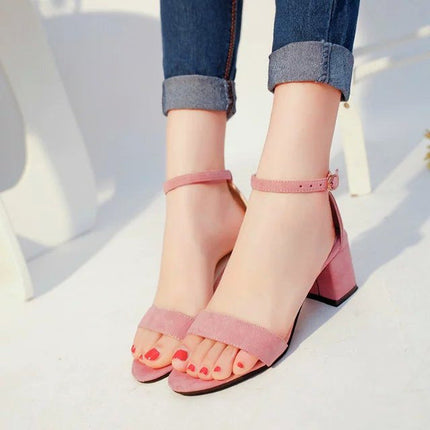 Sexy one word buckle female sandals Roman shoes
