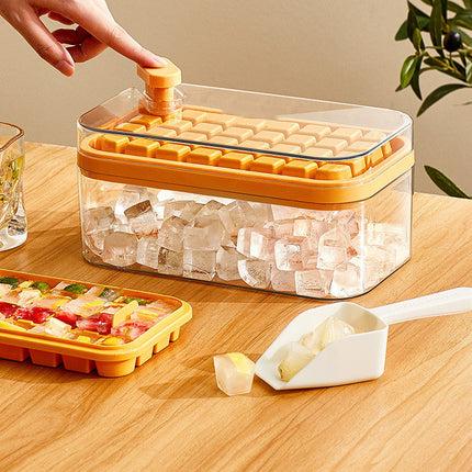 One-button Press Type - Ice Cube Maker Ice Tray Mold With Storage Box With Lid