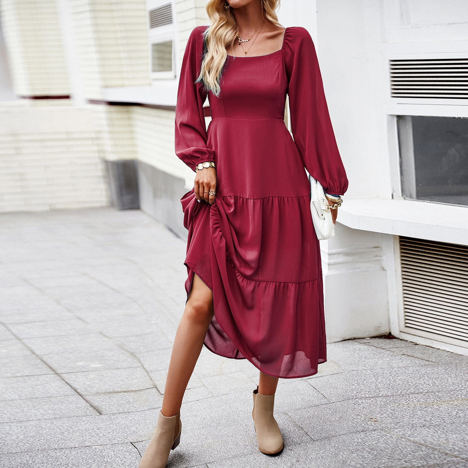 Square Collar Dress Female Temperament Elegant Dress