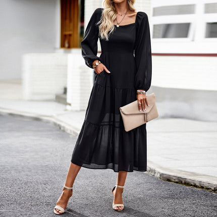 Square Collar Dress Female Temperament Elegant Dress