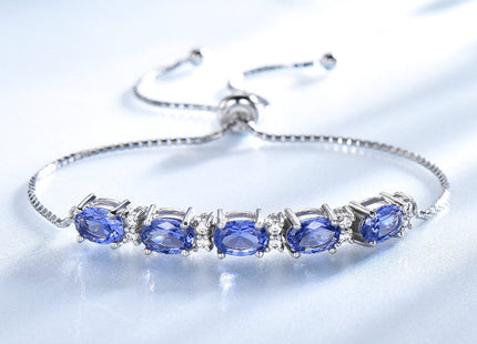Bracelets For Women Gemstone Blue Topaz Adjustable Chain Link Bracelet Christmas Jewelry
