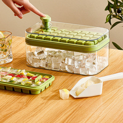 One-button Press Type - Ice Cube Maker Ice Tray Mold With Storage Box With Lid