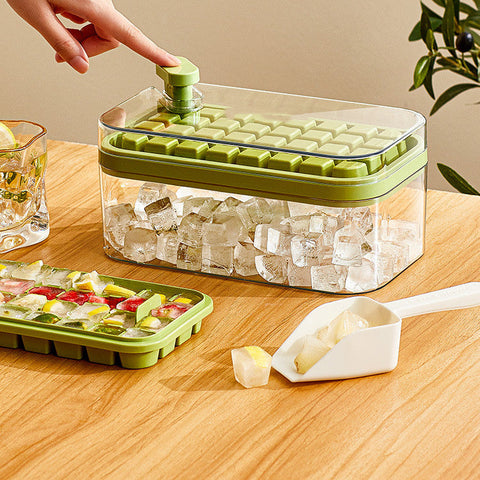One-button Press Type - Ice Cube Maker Ice Tray Mold With Storage Box With Lid