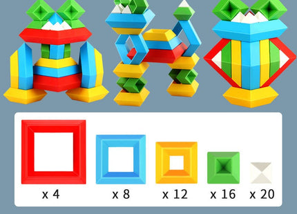 Kids Rainbow Tower Ring Wooden Jenga Color Cognitive Set Shapes Building Blocks Montessori Educational Toys for Kids
